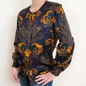Classiques Purple Black & Gold Pattern Blouse